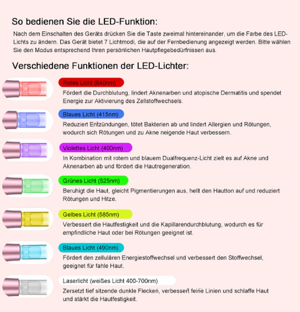 Cool-i® Microneedling-Stift mit 7 LED-Farben –Für Hautverjüngung und Faltenreduktion （V2）