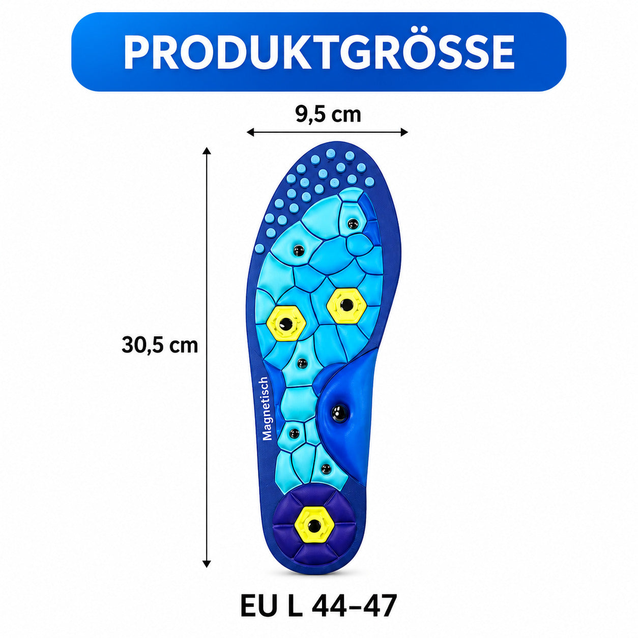 Magnetische Massage Einlegesohlen mit Akupressurpunkten, zuschneidbar, stoßdämpfend, atmungsaktiv für Alltag & Sport