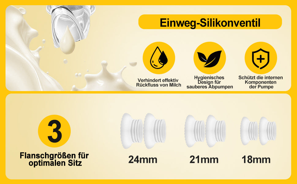 Cool-i® Elektrische Tragbare Milchpumpe GLE32 – BPA-frei, 3 Modi & 12 Stufen, 3 Flanschgrößen (18/21/24 mm), 300 ml