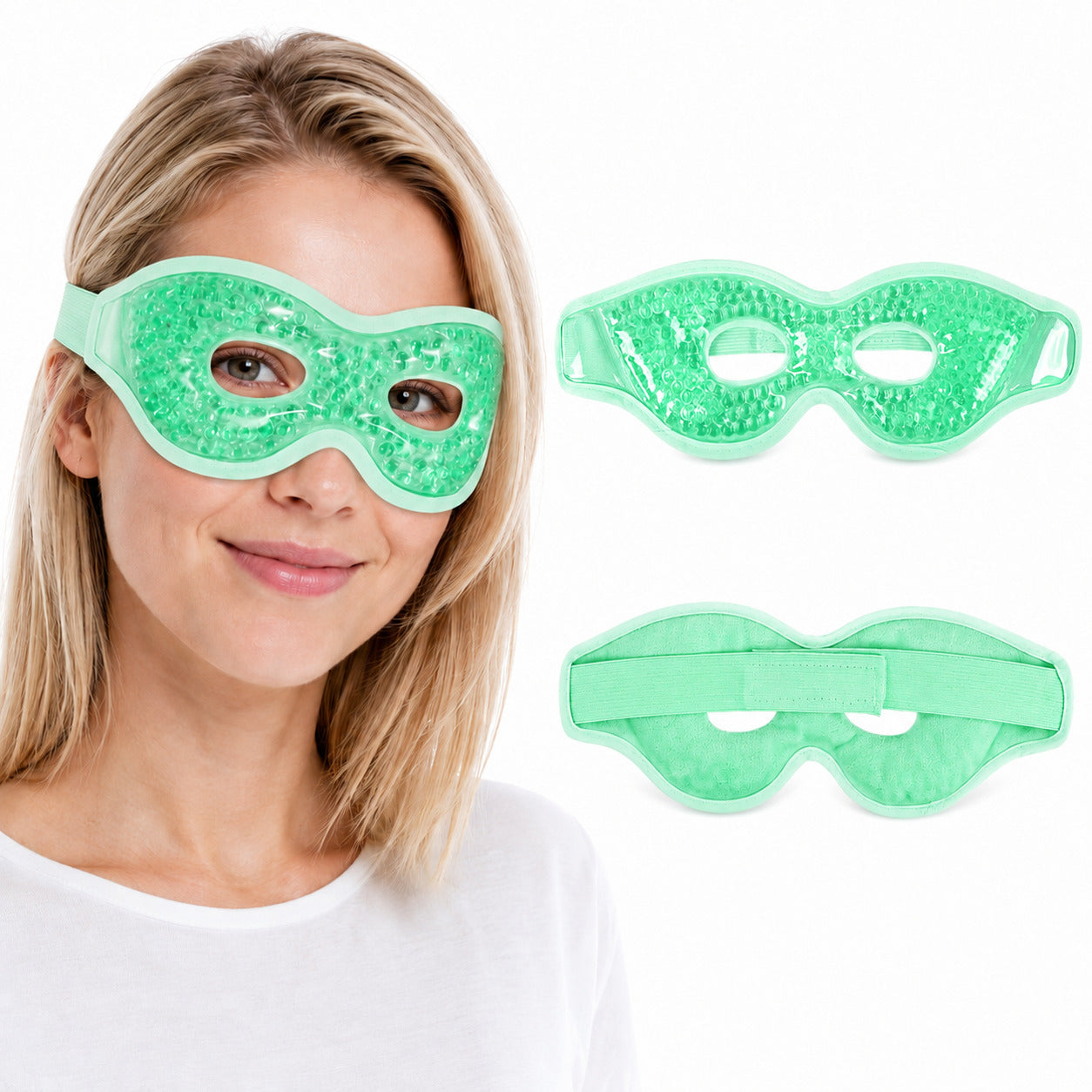 COOL-i Kühl & Wärmemaske für die Augen, wiederverwendbare Gel Augenmaske mit Gelperlen & elastischem Band