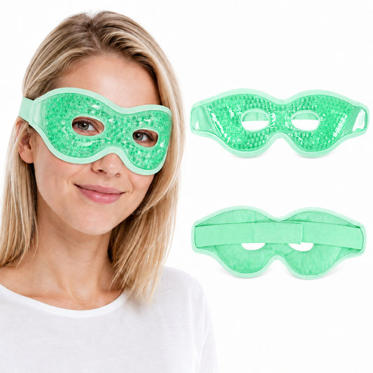 COOL-i Kühl & Wärmemaske für die Augen, wiederverwendbare Gel Augenmaske mit Gelperlen & elastischem Band