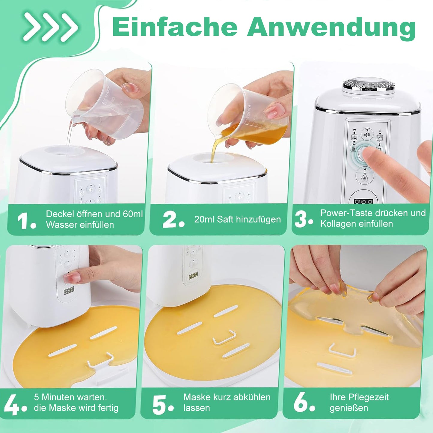 Cool-i® DIY Gesichtsmasken-Maker – Mini-Maschine zur Herstellung frischer Gesichtsmasken mit Kollagen, für natürliche Hautpflege zuhause