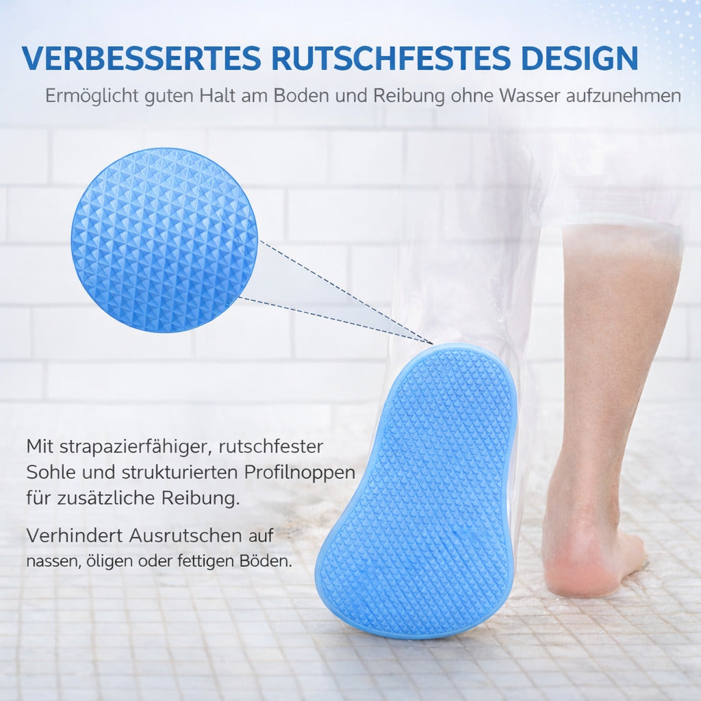 Wasserdichte Bein Duschschutzhülle, TPU Schutzüberzug mit Silikonring & rutschfester Sohle
